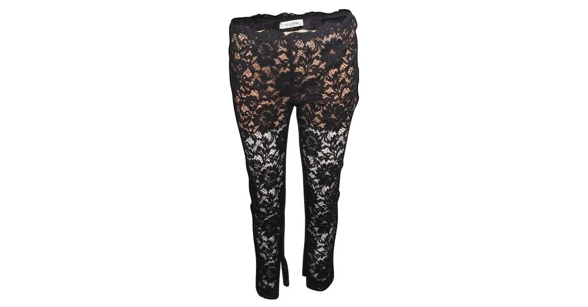 VALENTINO Pantalón de encaje negro 