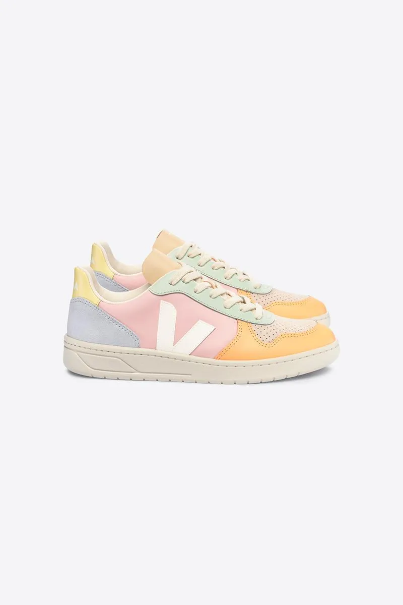 VEJA DEPORTIVA V10 LEATHER PETALE WHITE MULTICO MUJER