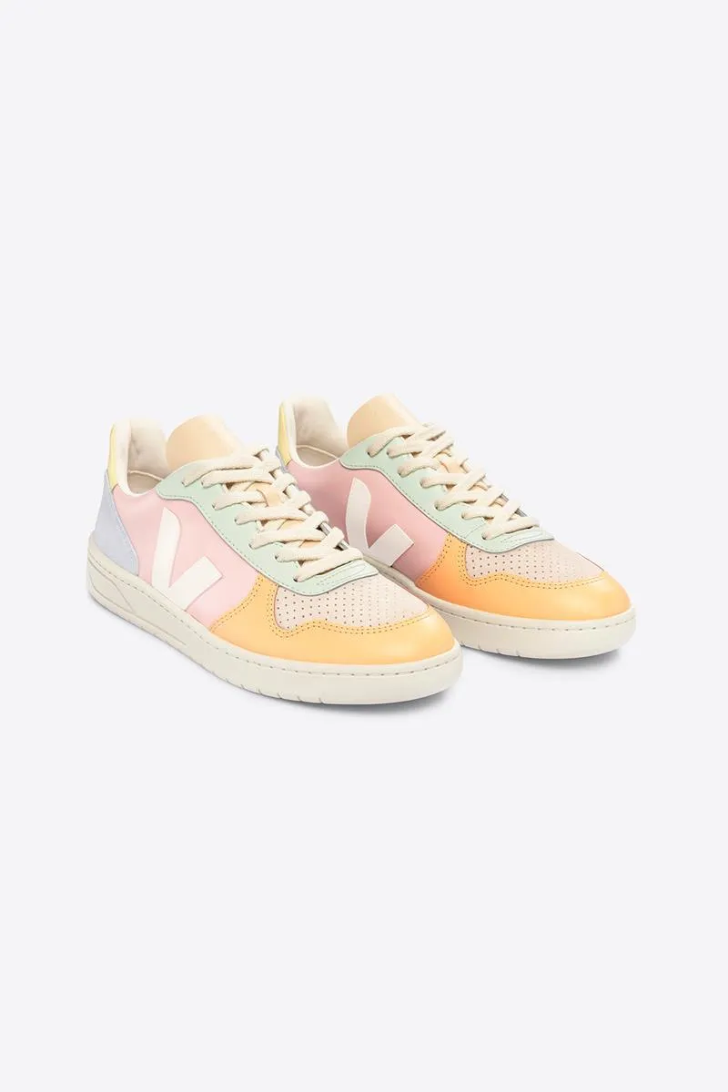 VEJA DEPORTIVA V10 LEATHER PETALE WHITE MULTICO MUJER