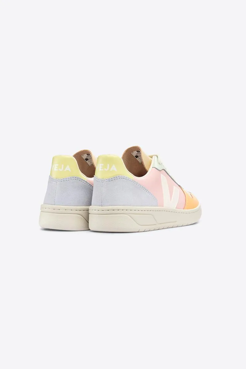 VEJA DEPORTIVA V10 LEATHER PETALE WHITE MULTICO MUJER