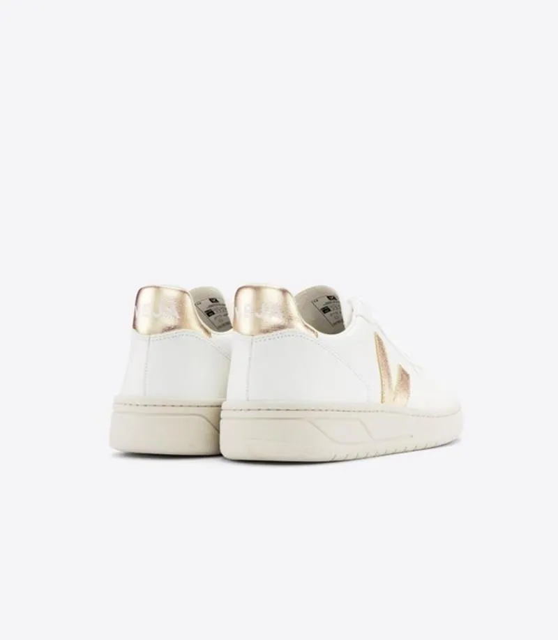 VEJA V10 LEATHER WHITE PLATINE MUJER