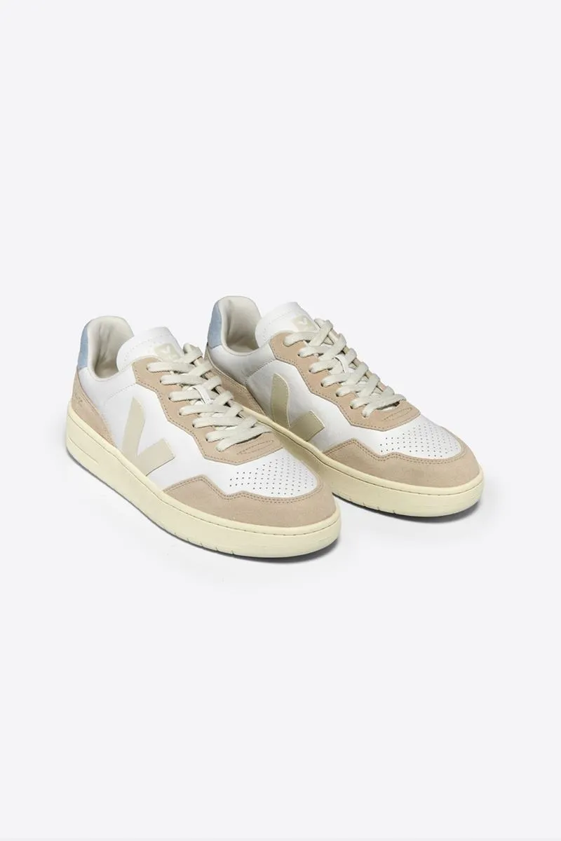 VEJA V90 LEATHER WHITE PIERRE STEEL MUJER