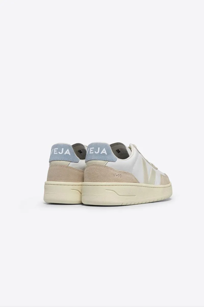 VEJA V90 LEATHER WHITE PIERRE STEEL MUJER