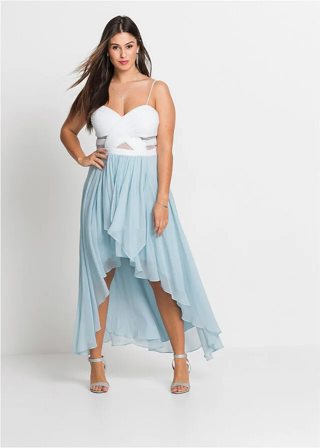 VESTIDO DE DAMA DE HONOR BLANCOAZUL HIELO