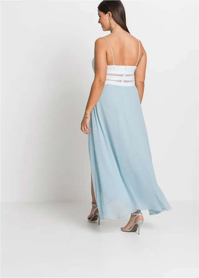 VESTIDO DE DAMA DE HONOR BLANCOAZUL HIELO