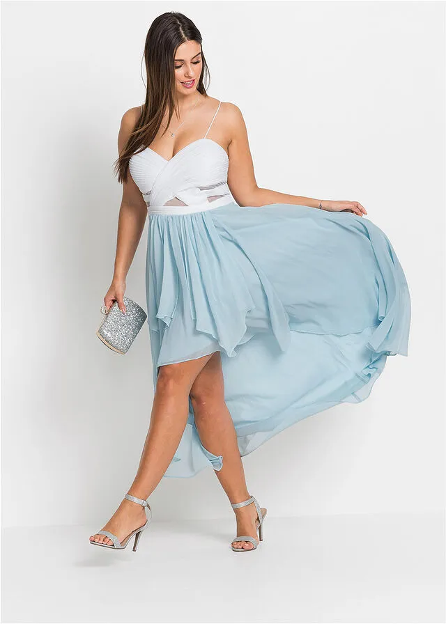 VESTIDO DE DAMA DE HONOR BLANCOAZUL HIELO