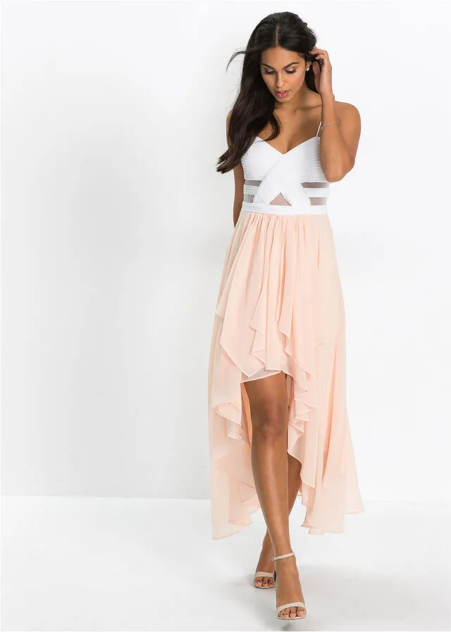 VESTIDO DE DAMA DE HONOR BLANCOROSA PALO