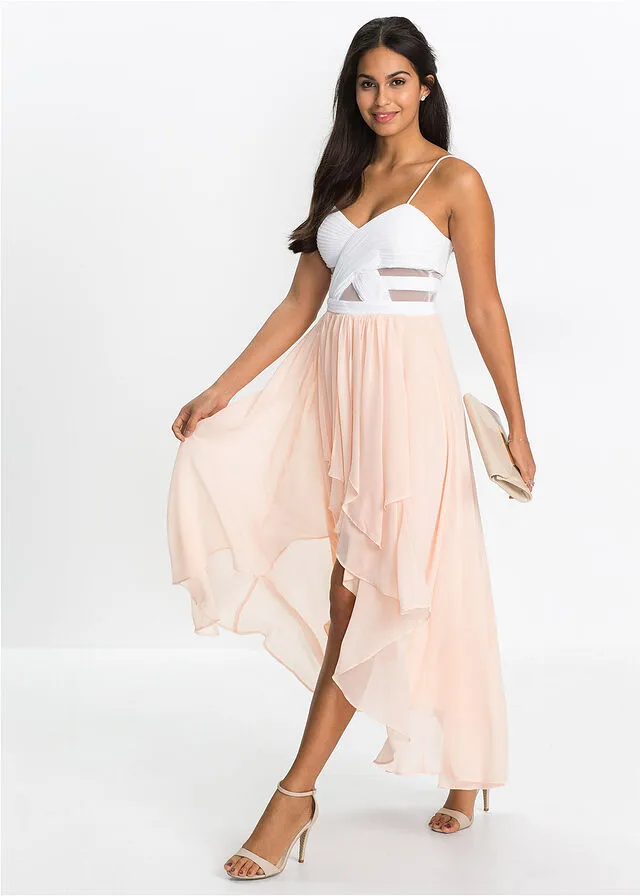 VESTIDO DE DAMA DE HONOR BLANCOROSA PALO