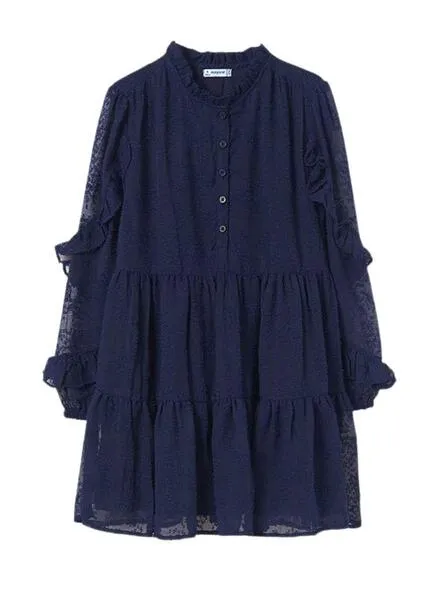Vestido Mayoral Gasa Fantasia Marino para Niña