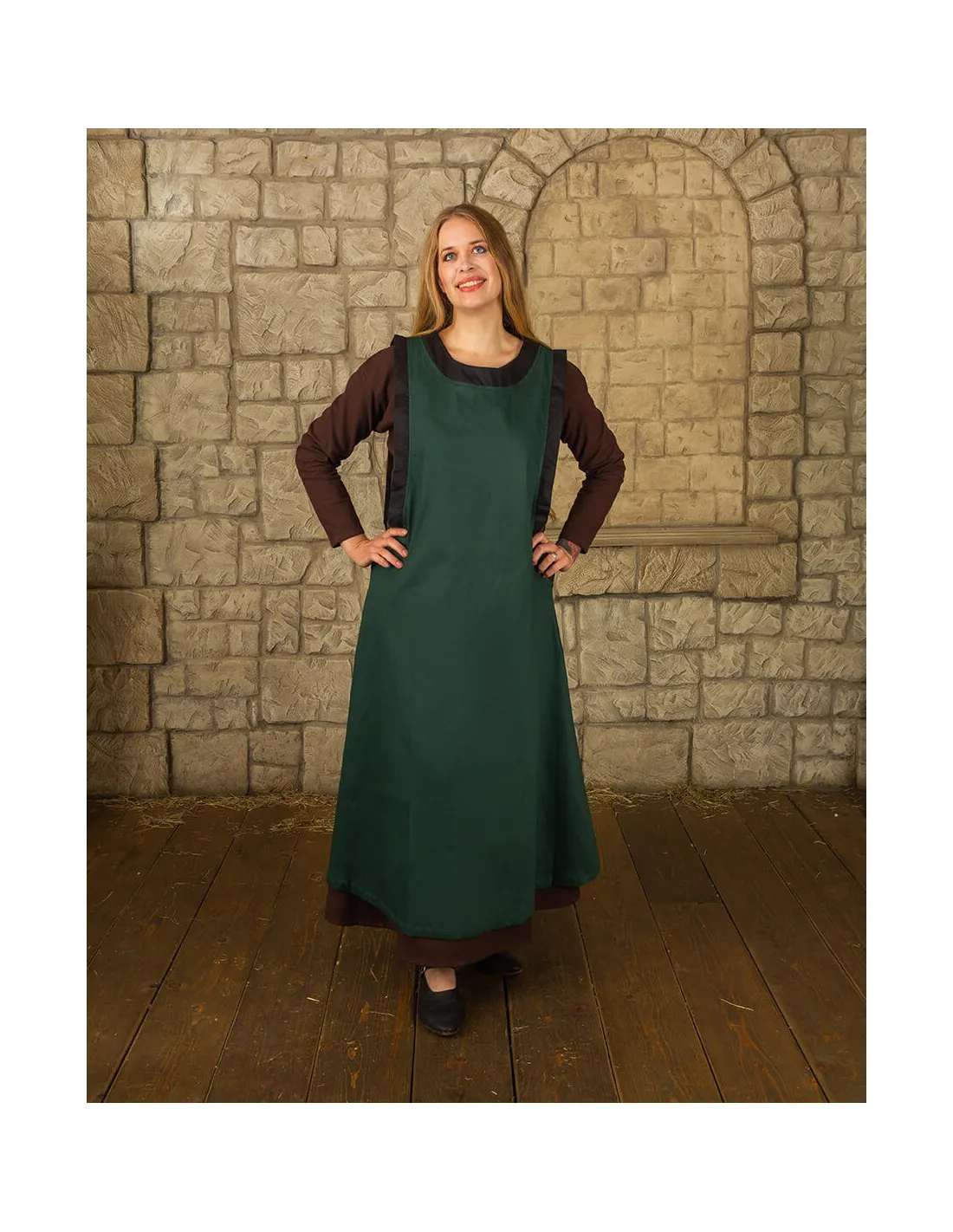 Vestido medieval dama Juliana, color verde oscuro