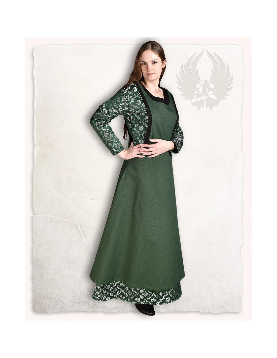 Vestido medieval dama Juliana, color verde oscuro