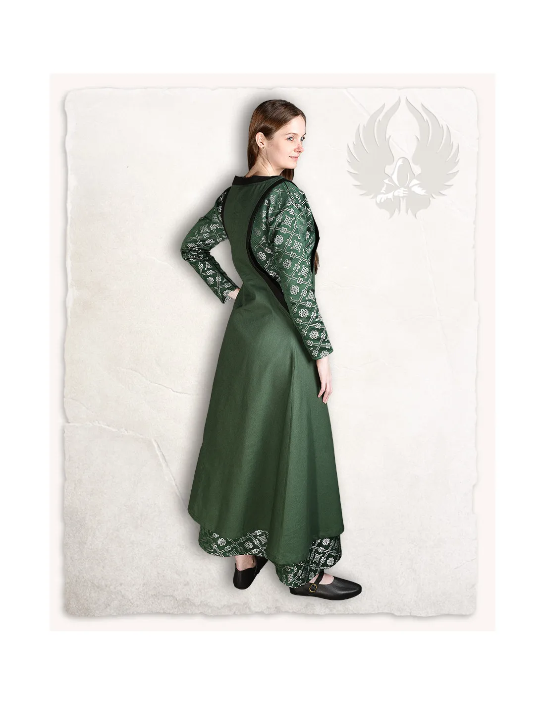 Vestido medieval dama Juliana, color verde oscuro
