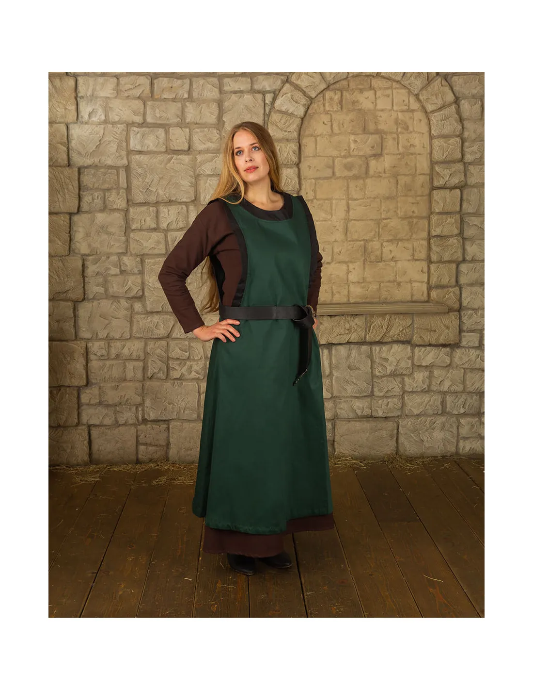 Vestido medieval dama Juliana, color verde oscuro