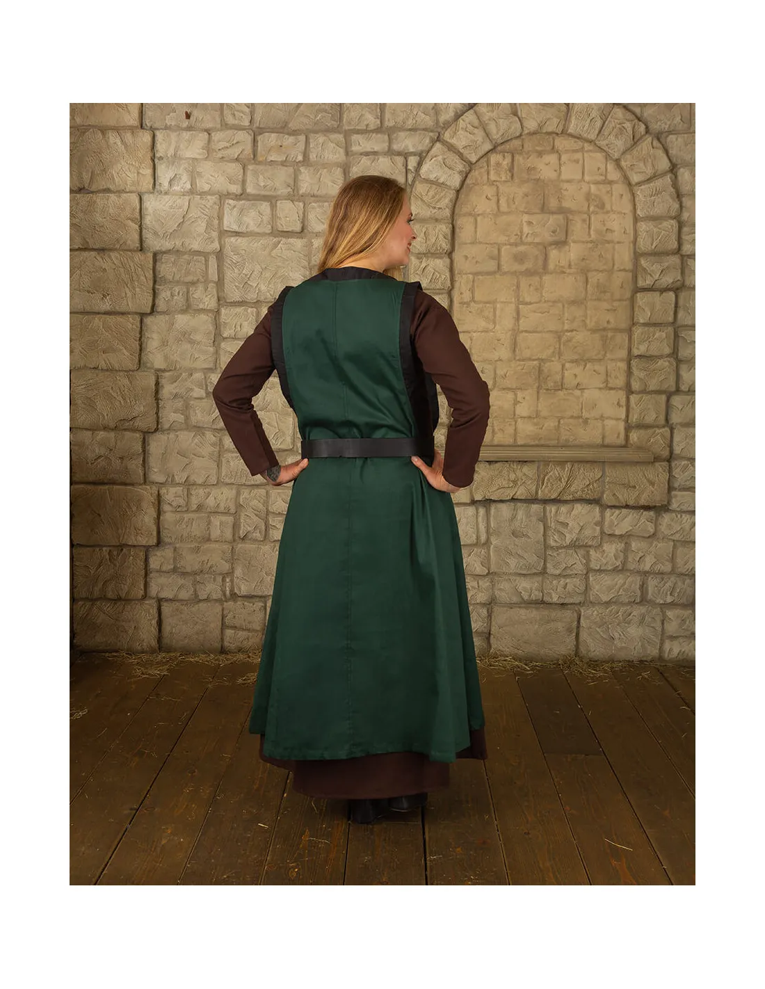 Vestido medieval dama Juliana, color verde oscuro