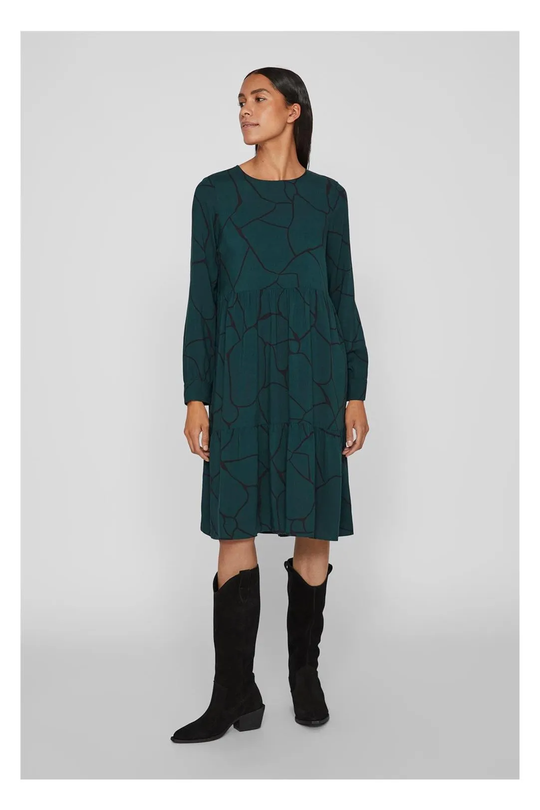 VESTIDO MIDI ESTAMPADO VIPAYA VERDE
