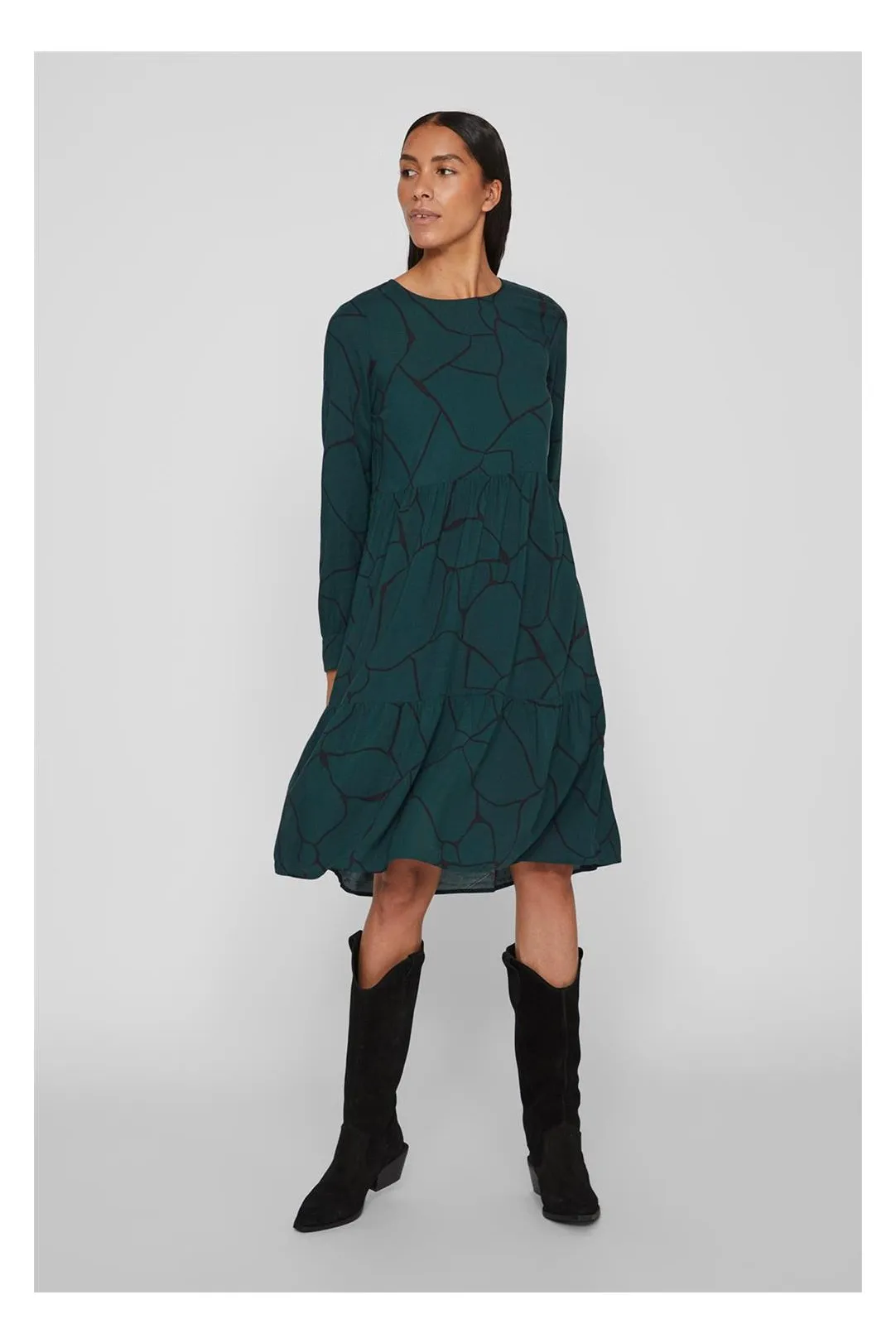 VESTIDO MIDI ESTAMPADO VIPAYA VERDE