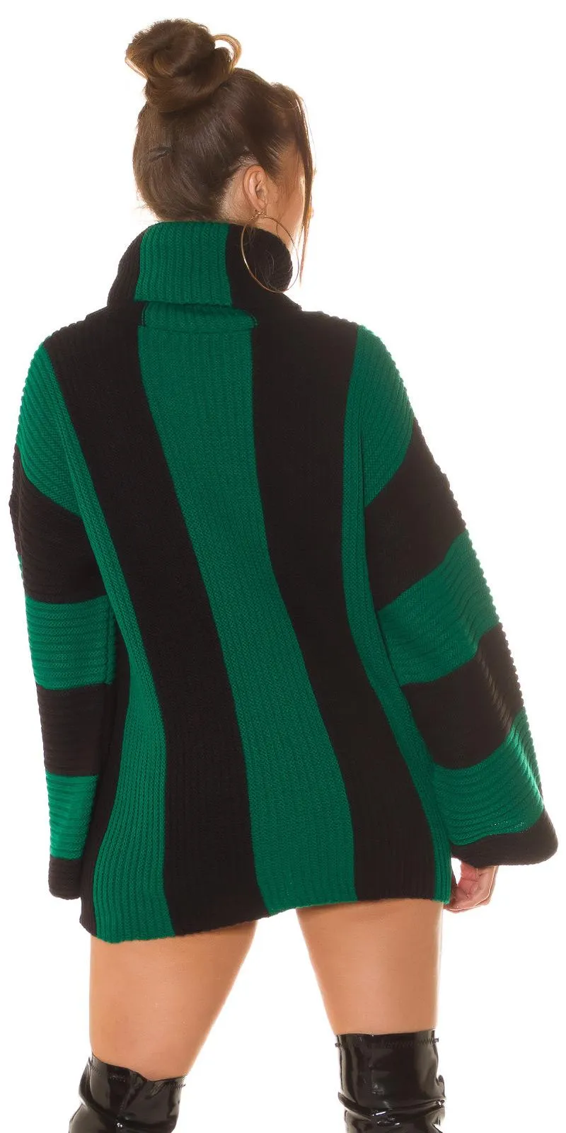 Vestido punto rayas verticales verde