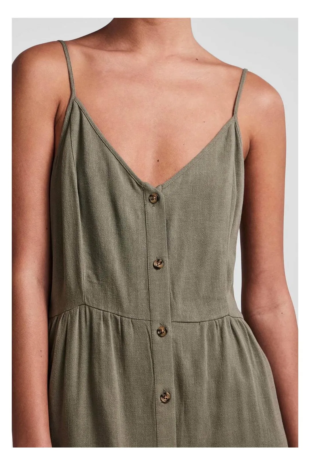 VESTIDO TIRANTES LINO PCVINSTY VERDE OLIVA
