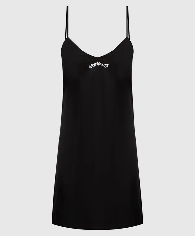 Vetements Not including marriage Black mini dress with logo