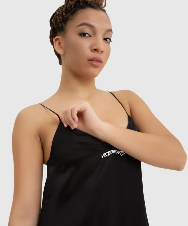 Vetements Not including marriage Black mini dress with logo