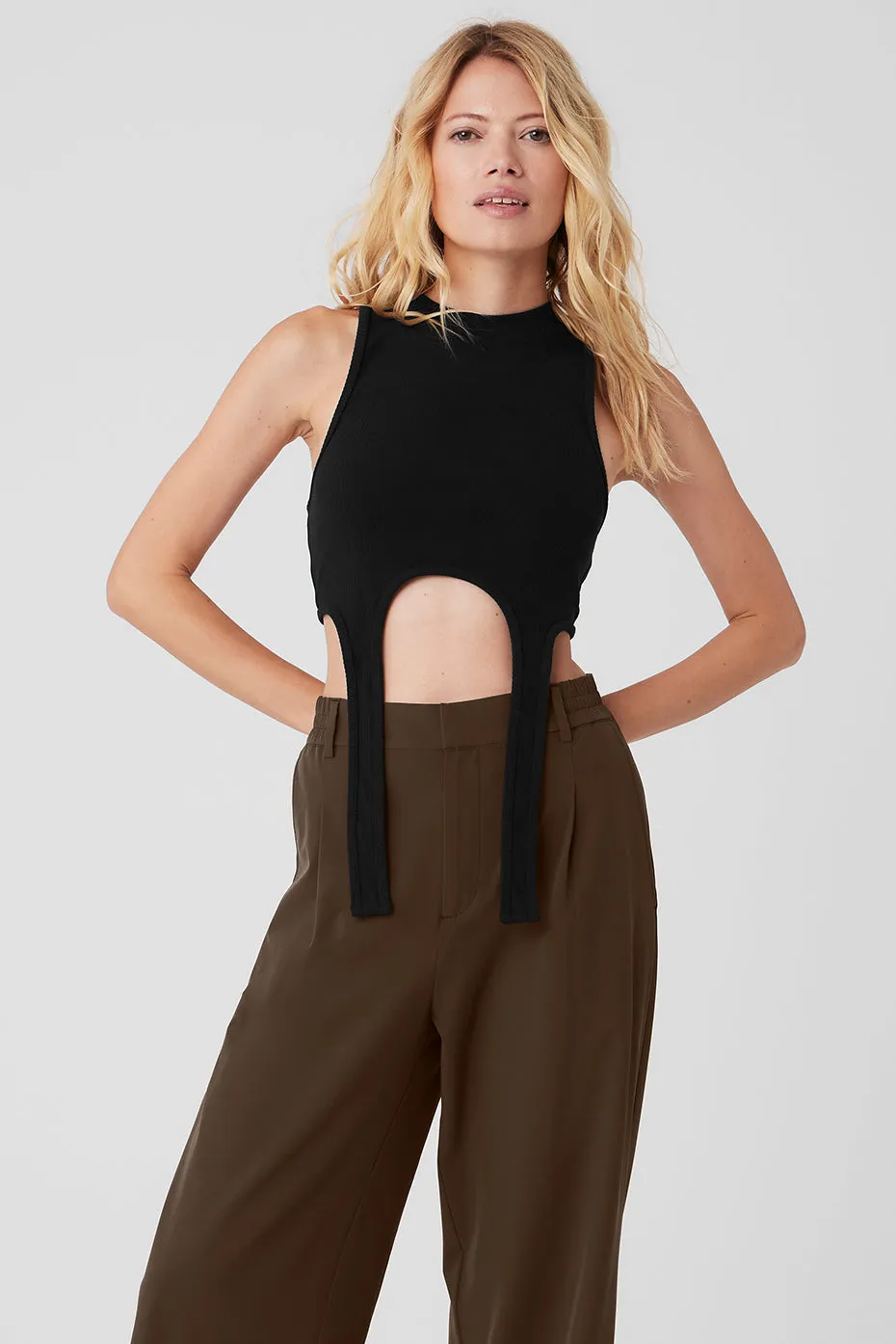 WELLNESS RIB FLAUNT TANK  BLACK