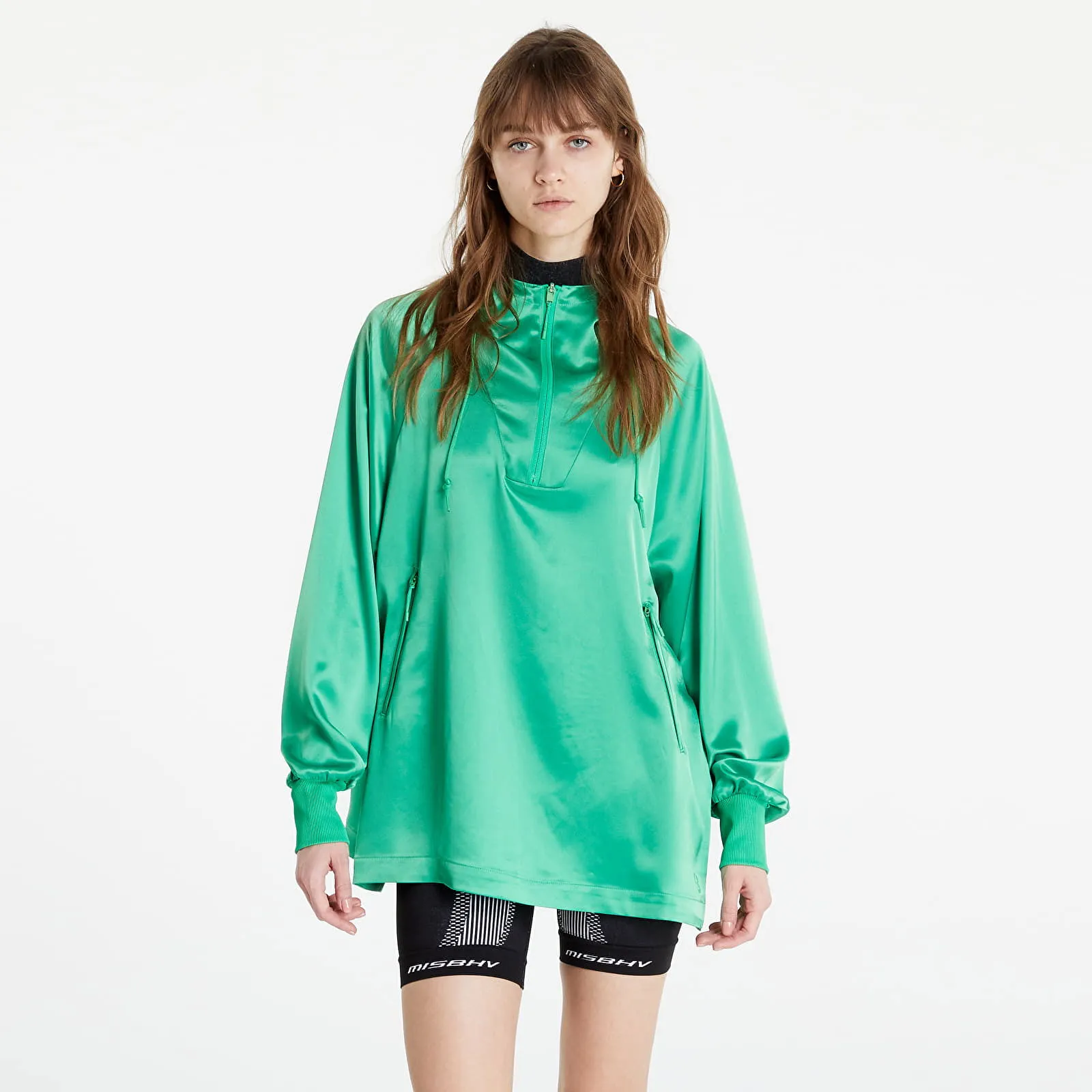 Y3 CLASSIC TECH SILK HOODED ZIP TOP