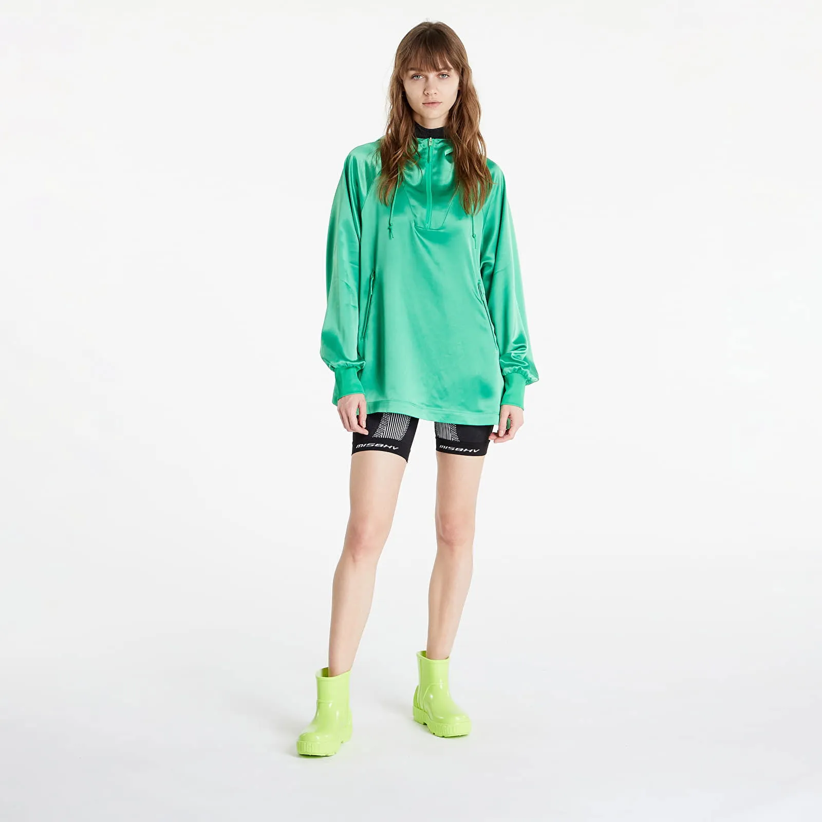 Y3 CLASSIC TECH SILK HOODED ZIP TOP