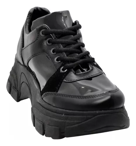Zapatillas Dama Combinadas Plataforma Alta Pia Negro Rosa