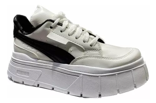 Zapatillas Dama Sneakers Plataforma Alta Moda Blanco #300