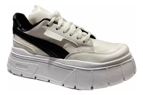 Zapatillas Dama Sneakers Plataforma Alta Moda Blanco #300