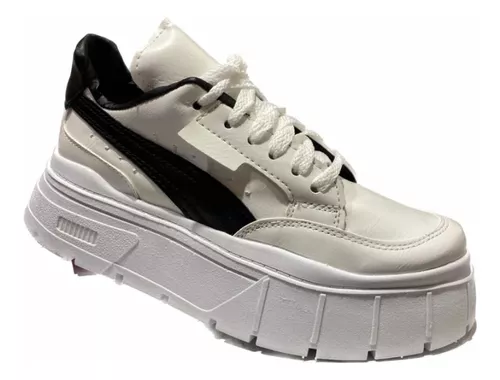 Zapatillas Dama Sneakers Plataforma Alta Moda Blanco #300