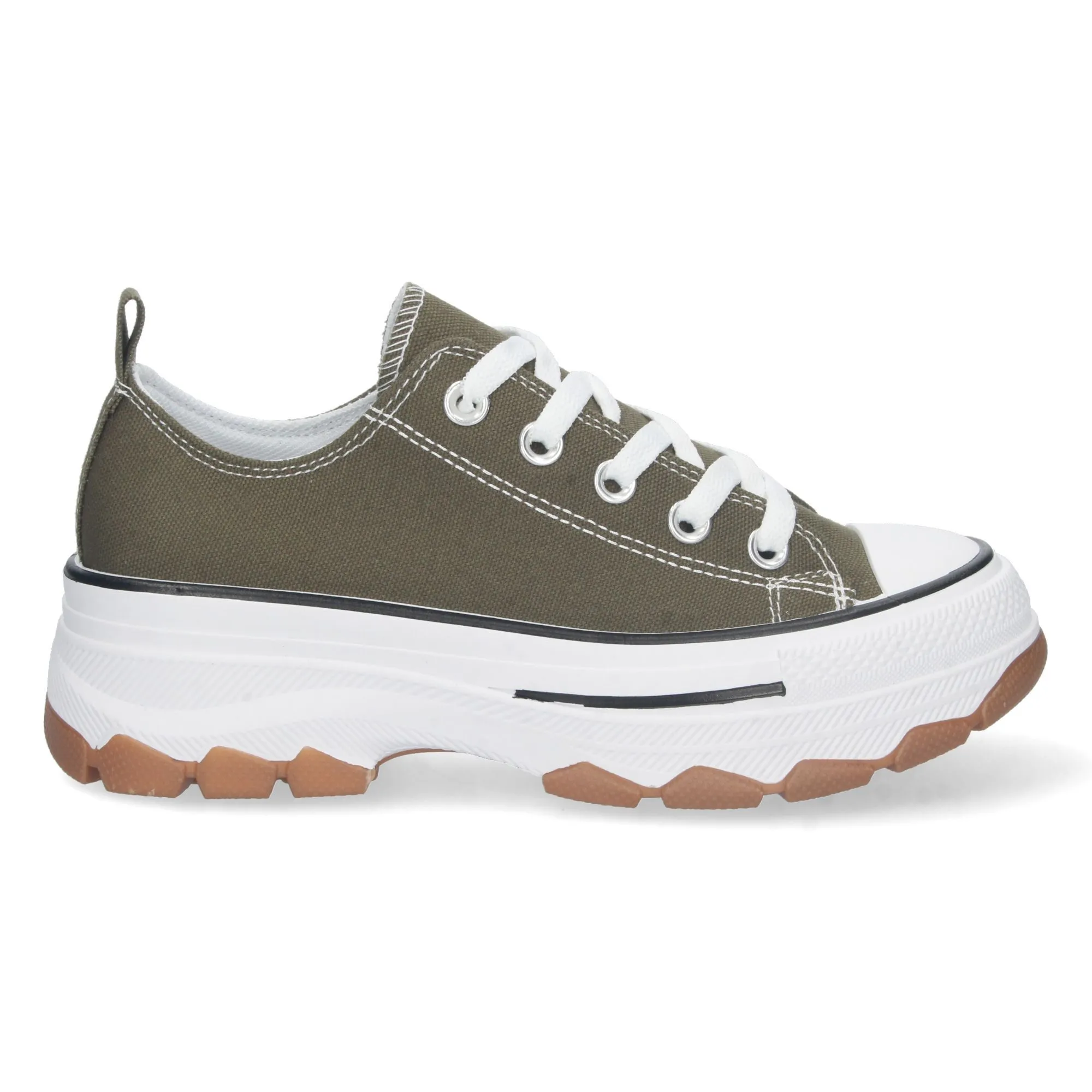 Zapatillas de lona estilo bamba suela plataforma mujer color verde