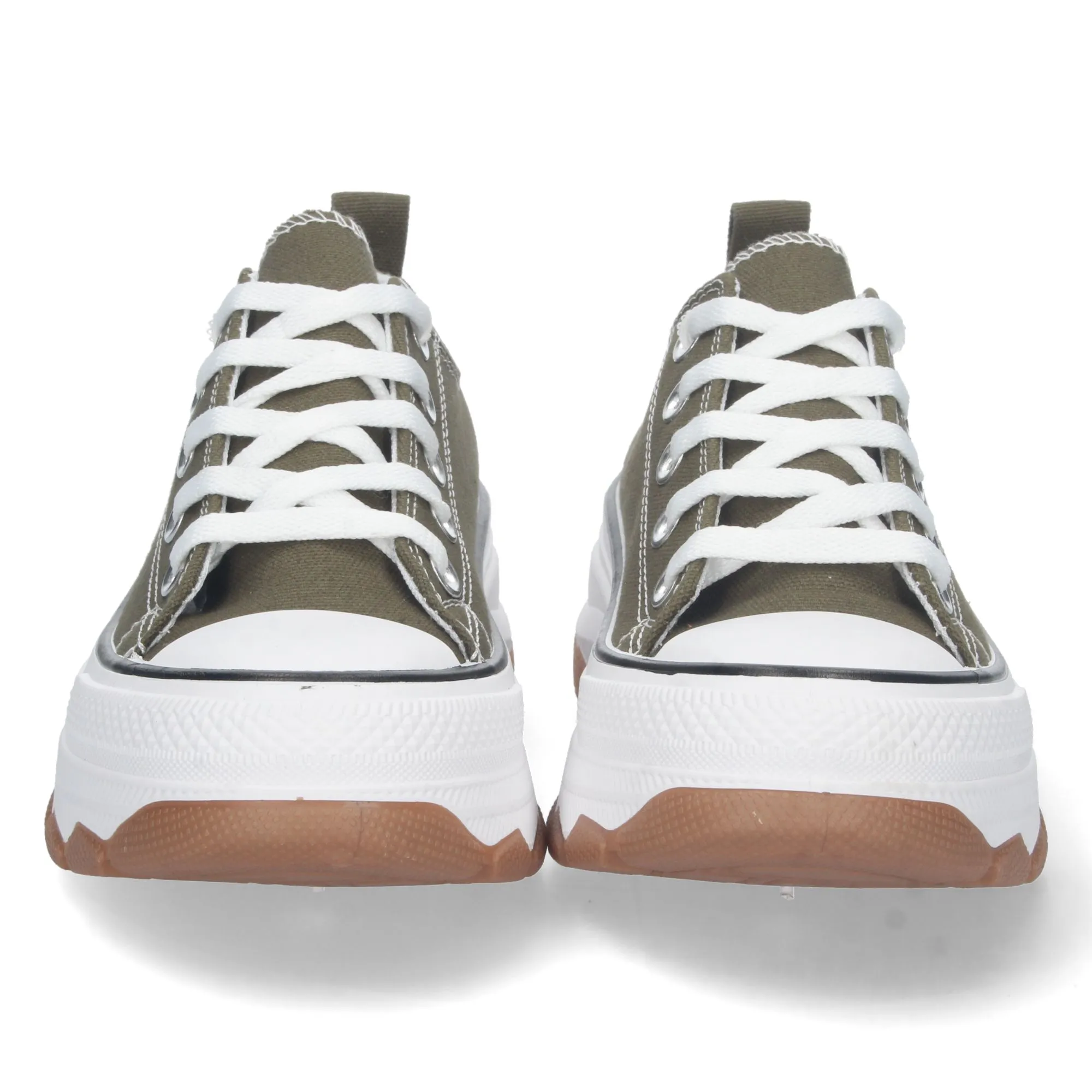Zapatillas de lona estilo bamba suela plataforma mujer color verde