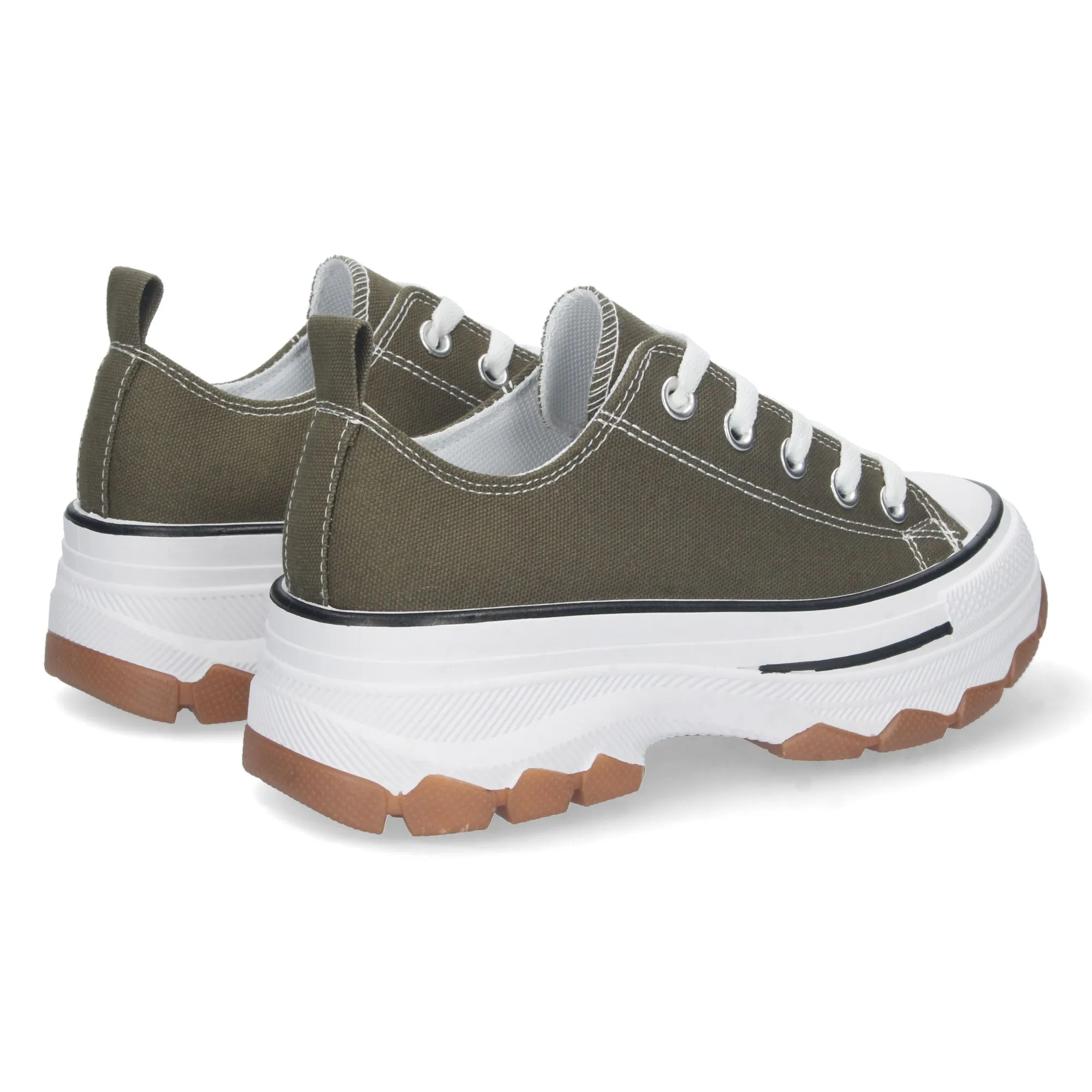 Zapatillas de lona estilo bamba suela plataforma mujer color verde