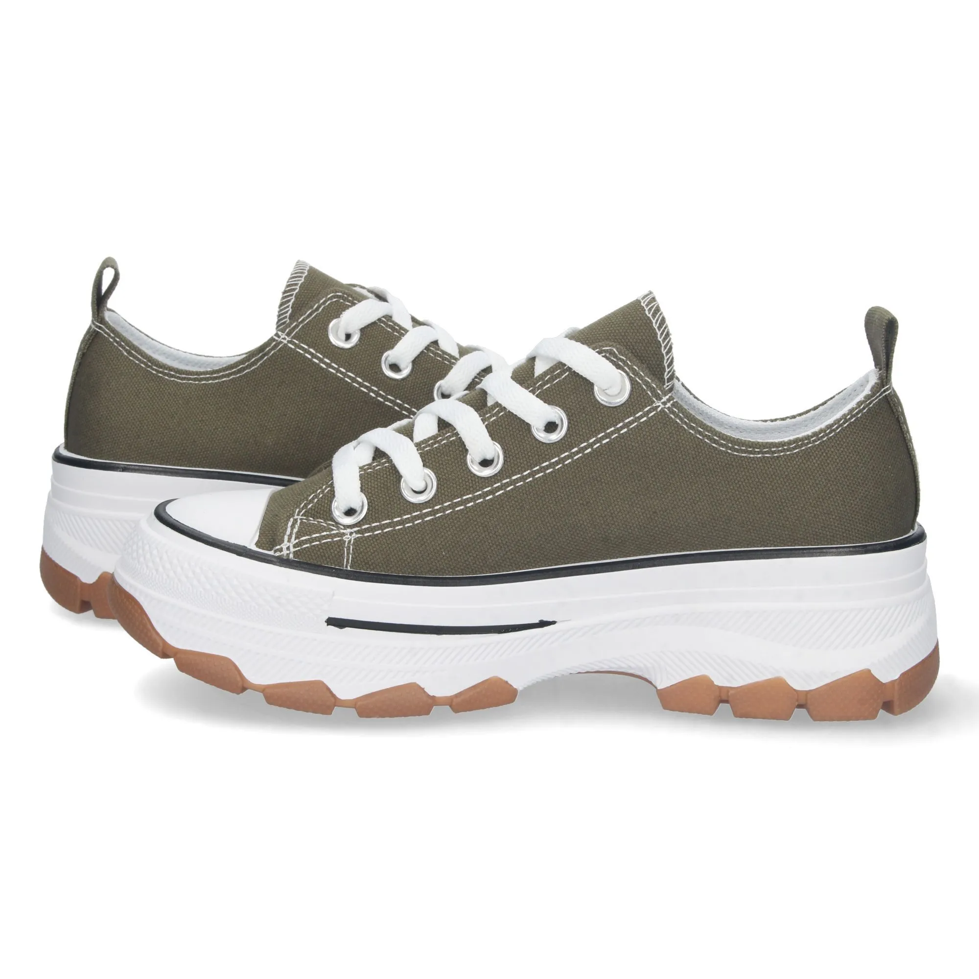 Zapatillas de lona estilo bamba suela plataforma mujer color verde